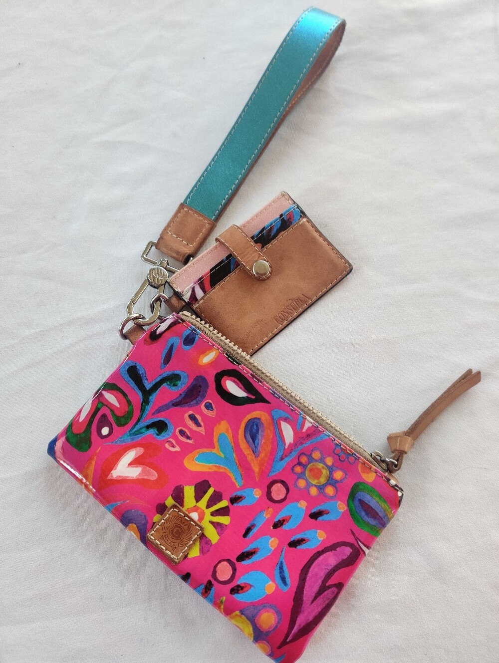 Consuela Ceci Combi artistic floral leather Wristlet